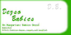 dezso babics business card
