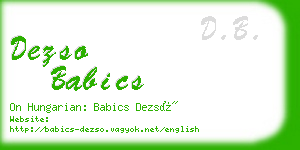 dezso babics business card